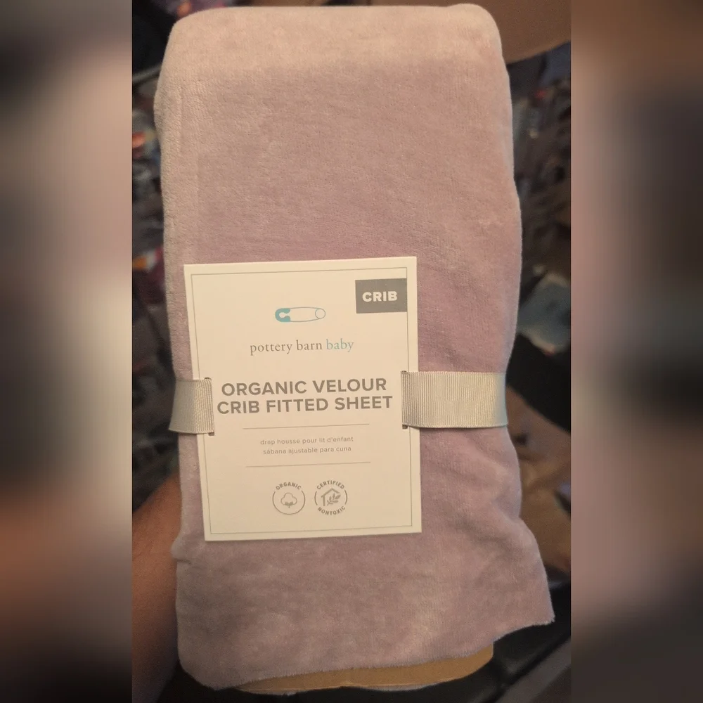 Pottery Barn Organic Velour Crib Fitted Sheet - Soft Purple